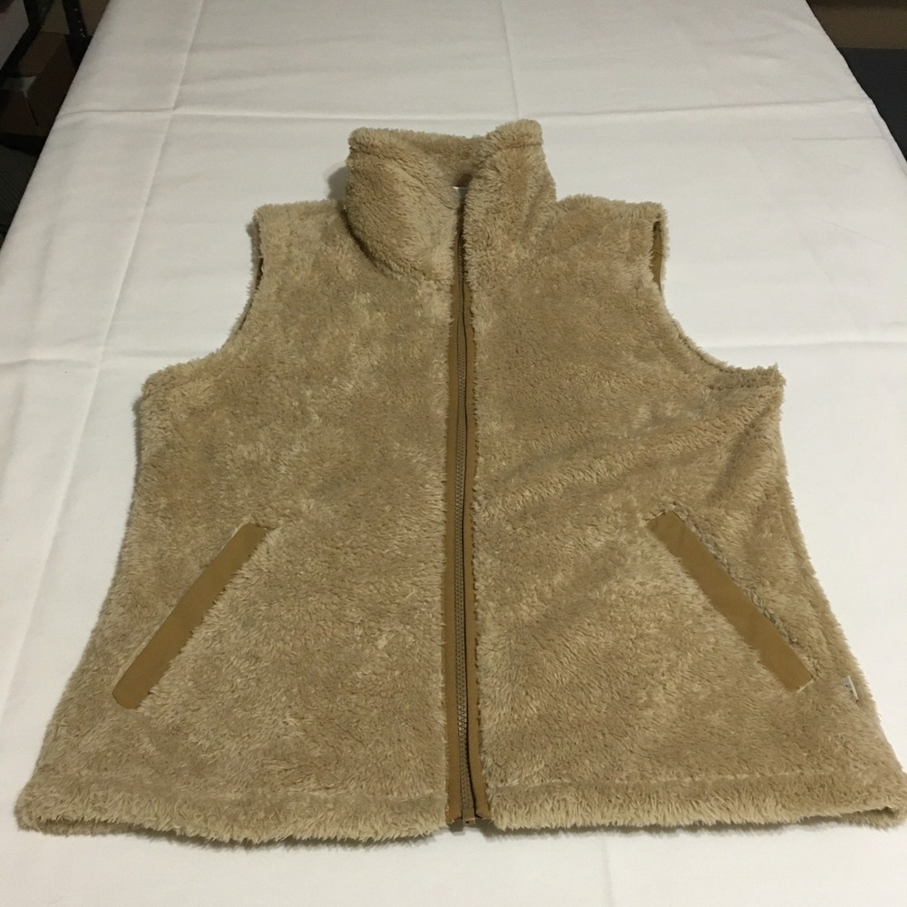 The North Face Vest Womens Large Tan Full Zip High Pile Fleece